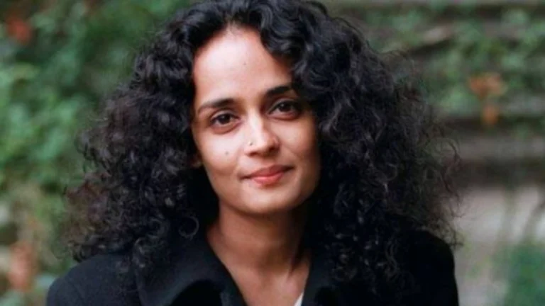 Portrait of Arundhati Roy, Indian author and activist, known for 'The God of Small Things' and her socio-political essays.
